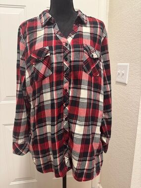 Fashion Bug Red, Black & White Plaid Button-Up